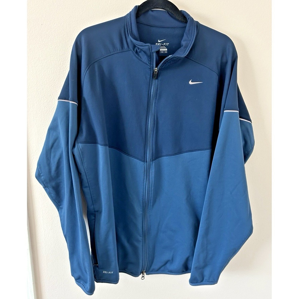 Nike Men's XXL Blue Soft Shell Jacket Broken‎ Pocket Zipper Preowned